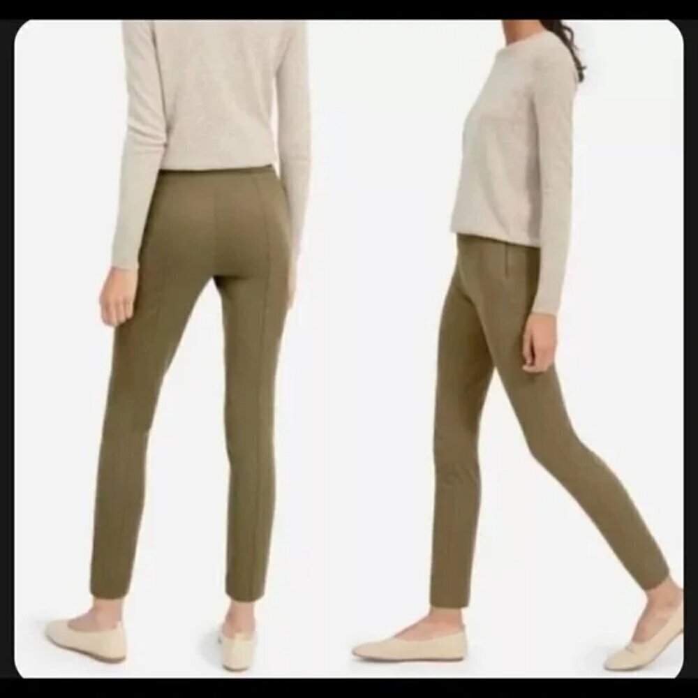 Everlane The Side Zip Work Pant in Olive Green, Size 8